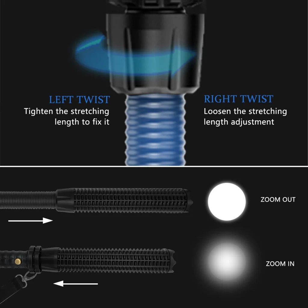 Baseball LED Flashlight Rechargeable Zoom Police Security Torch Baton