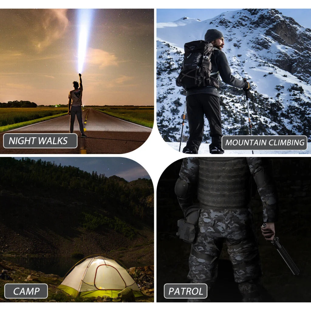 Baseball LED Flashlight Rechargeable Zoom Police Security