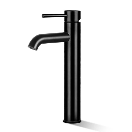 Basin mixer tap with front casing details and fitted handles