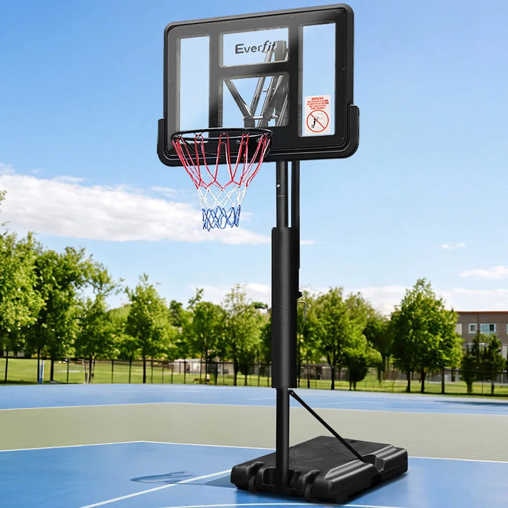 Black 05m basketball hoop stand with adjustable supports and fitted brackets