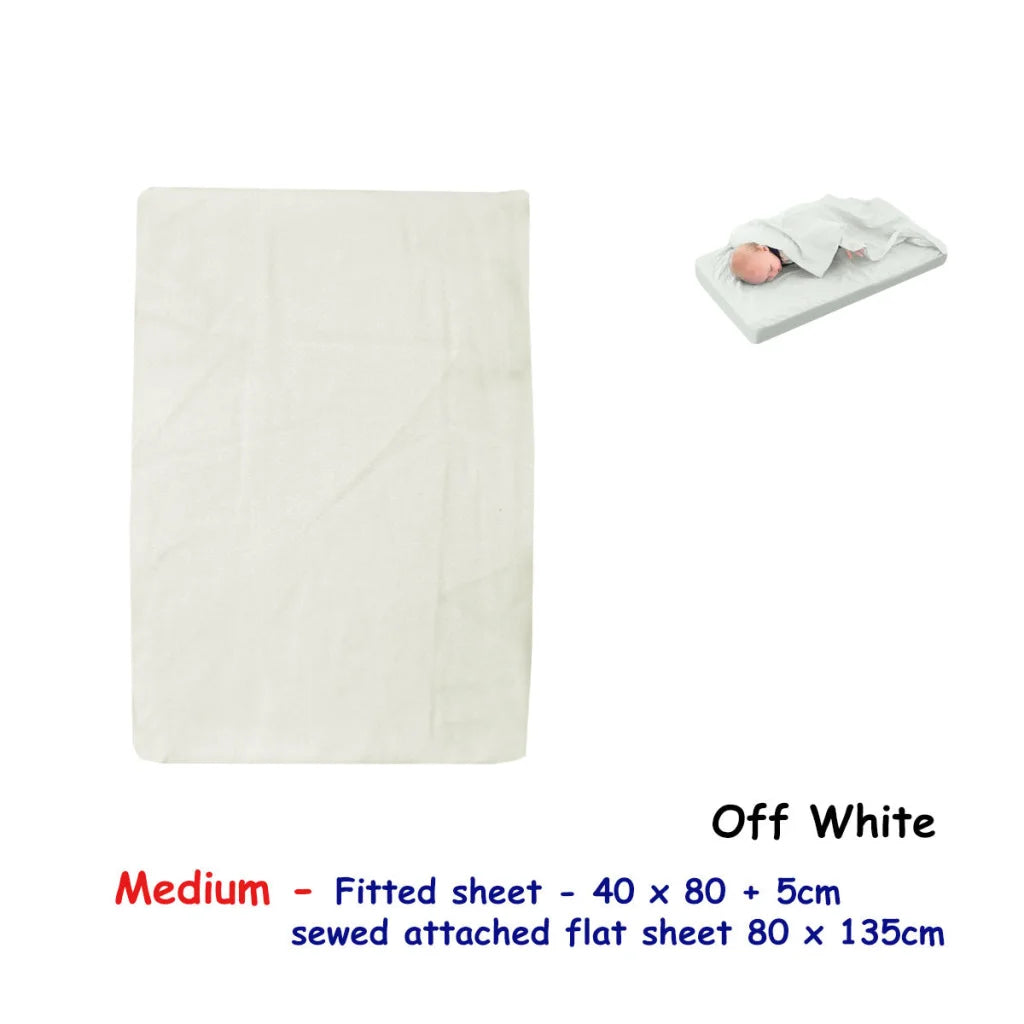 Bassinet Fitted Sheet Off-White with Attached Flat Sheet