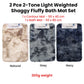 Bath Mat Set 2 Pce Shaggy Extra Light Weighted 2-Toned Navy