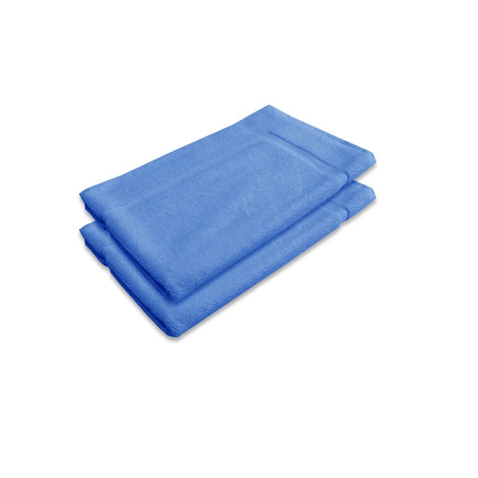 Bath Mat Set of 2 Cotton 800GSM Blue - Home & Garden