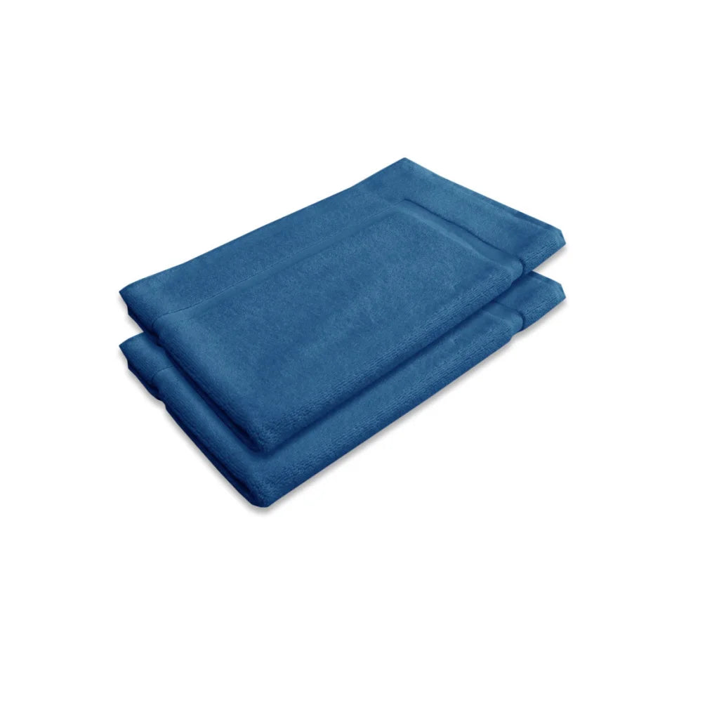 Bath Mat Set of 2 Cotton 800GSM Blue Jewel - Home & Garden