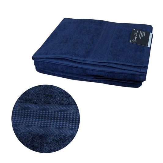 Bath Sheet Set of 2 500GSM 100% Cotton - Navy 80 x 160 cm