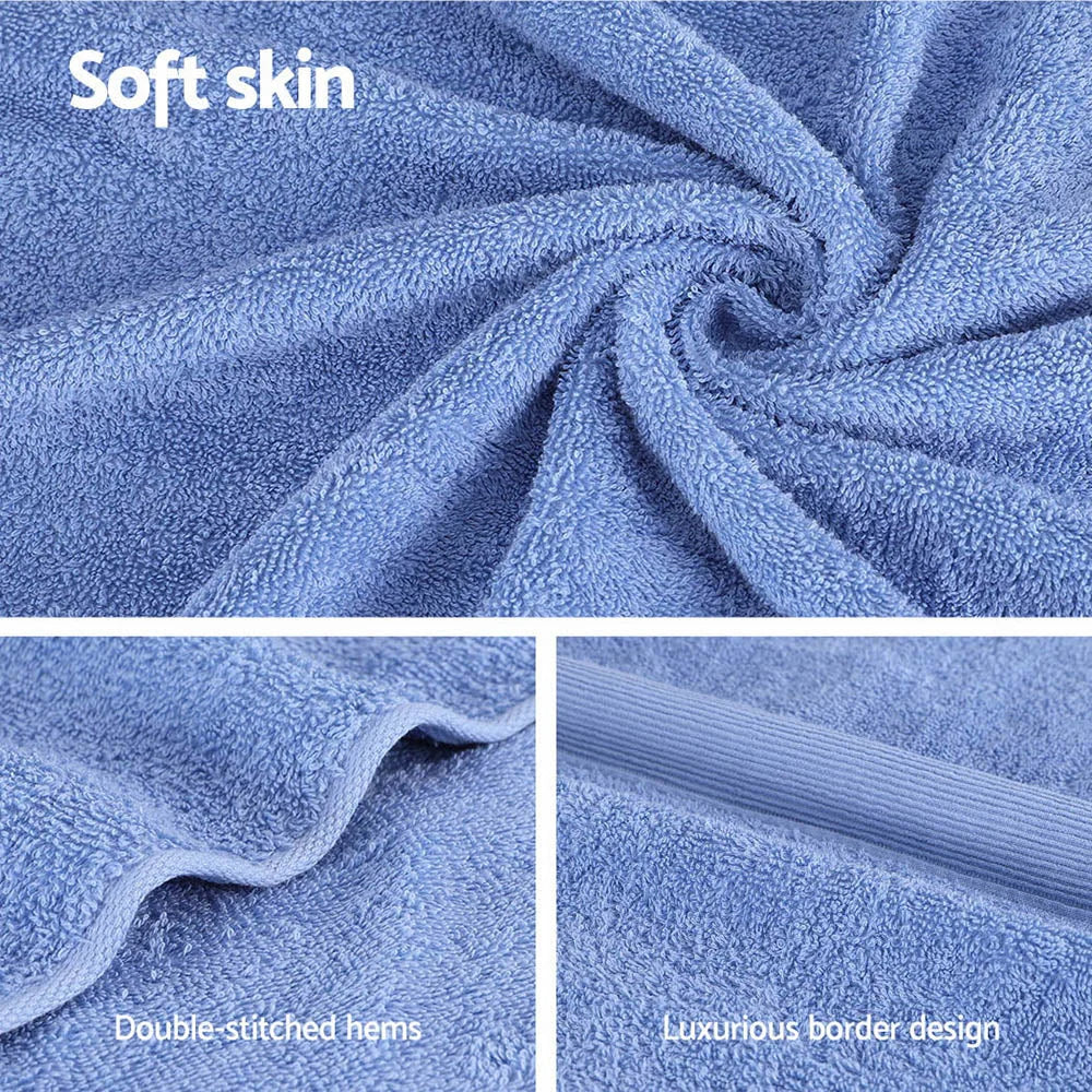 Bath towel set with large towel pair and stitched hems