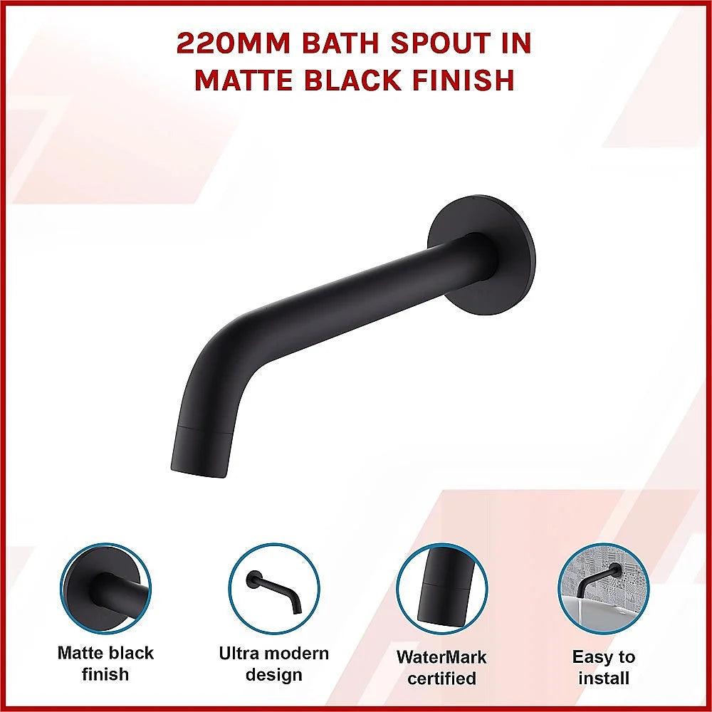 Bath Spout 220mm - Matte Black Finish - Furniture