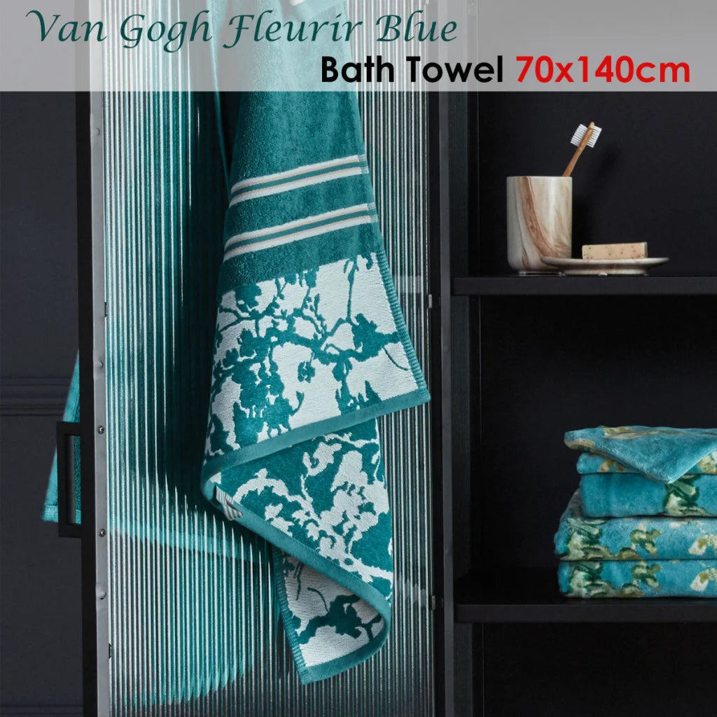 Bath Towel Bedding House Van Gogh Fleurir - Blue - Home &