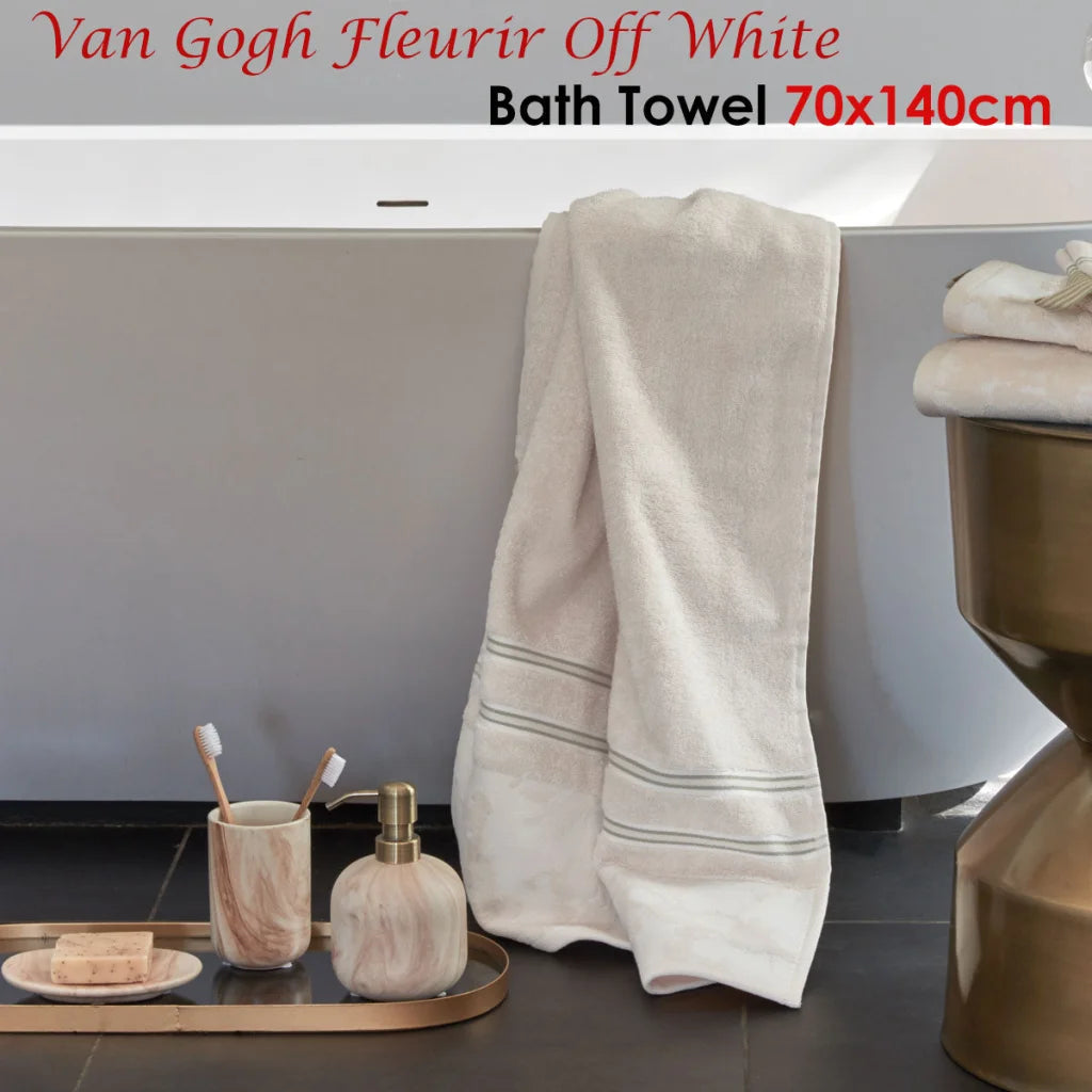 Bath Towel Bedding House Van Gogh Fleurir - Off White