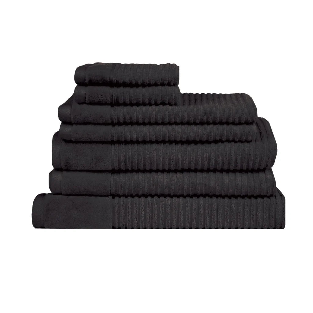 Bath Towel Set Royal Excellency 7 Piece Cotton - Black