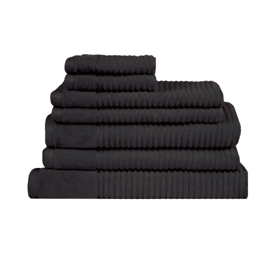 Bath Towel Set Royal Excellency 7 Piece Cotton - Black