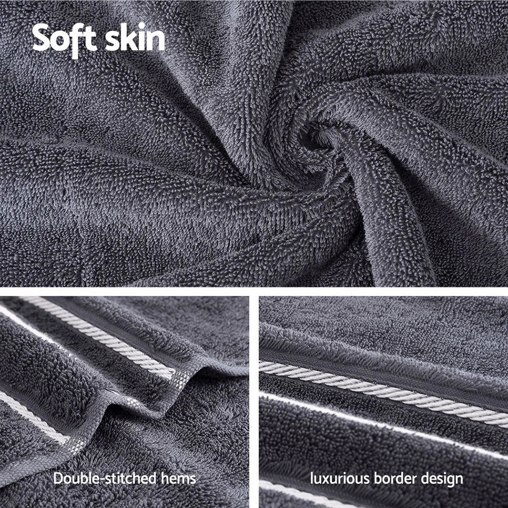 Bath Towels Set 6-Pack Cotton - Grey - Home & Garden