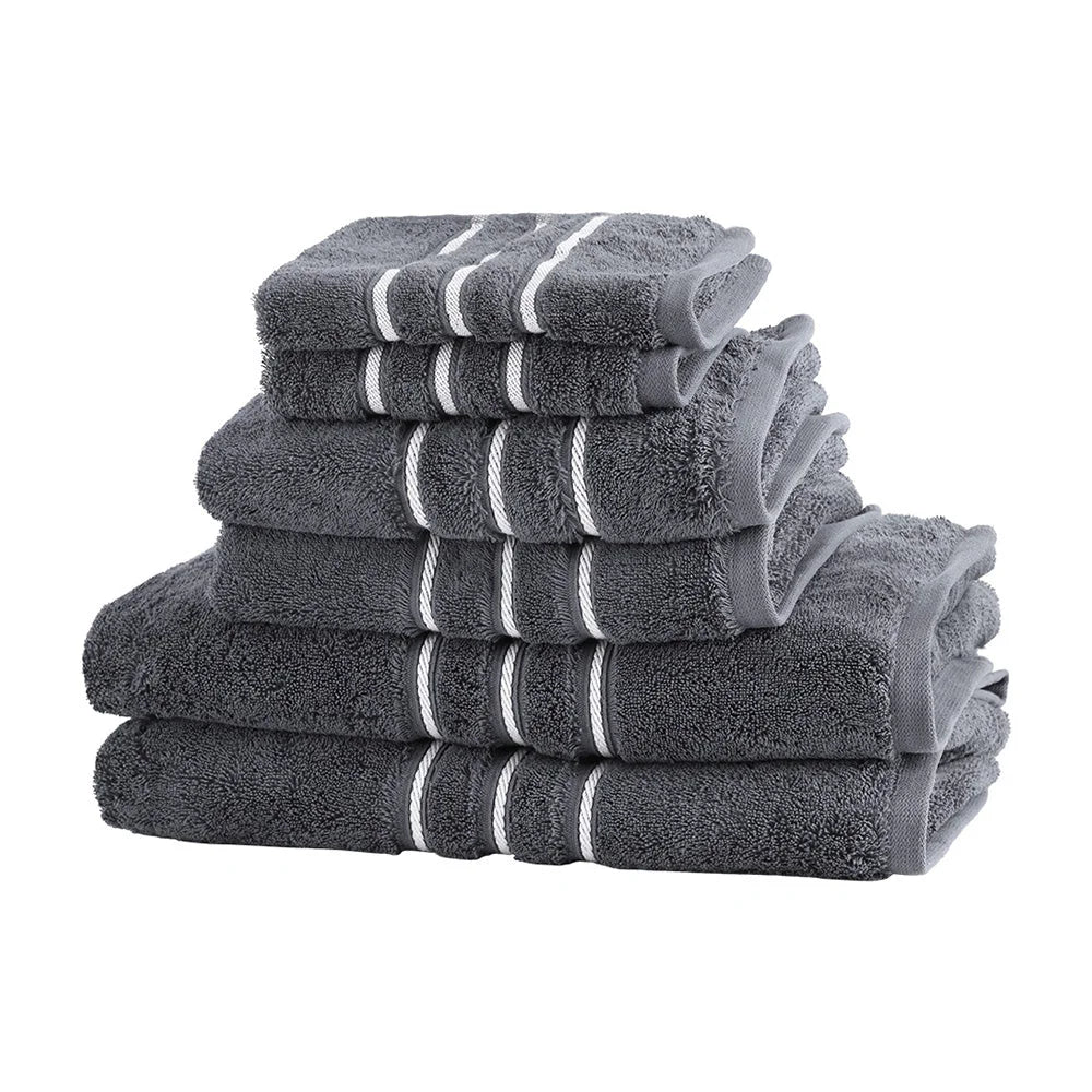 Bath Towels Set 6-Pack Cotton - Grey - Home & Garden