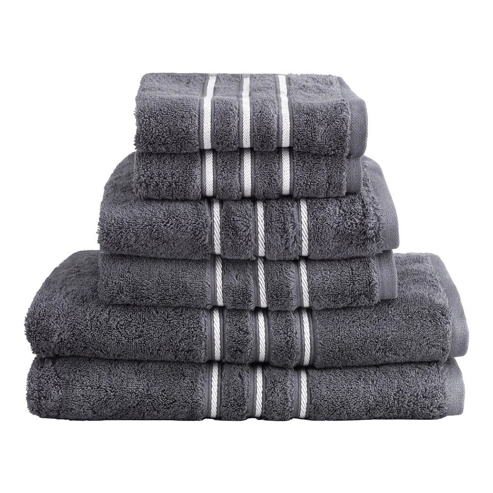 Bath Towels Set 6-Pack Cotton - Grey - Home & Garden
