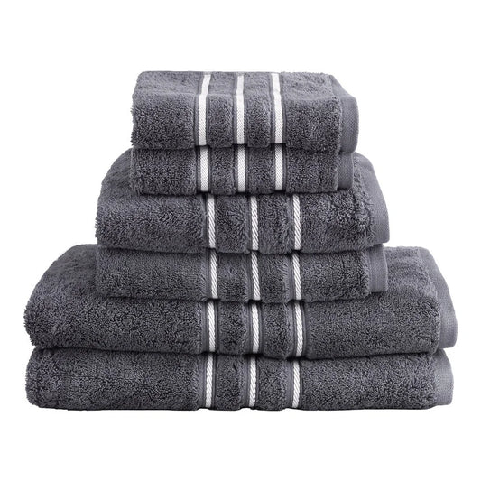 Bath Towels Set 6-Pack Cotton - Grey - Home & Garden