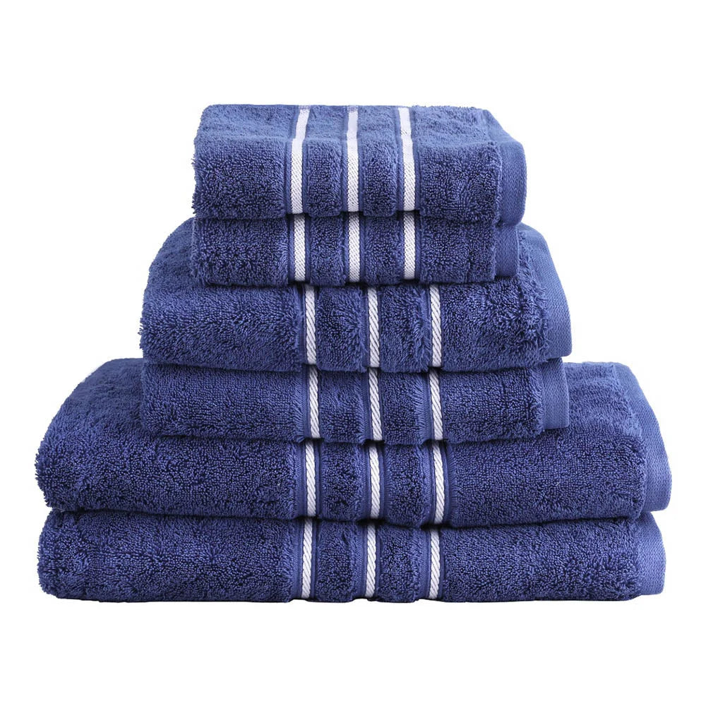 Bath Towels Set 6-Pack Cotton - Navy - Home & Garden