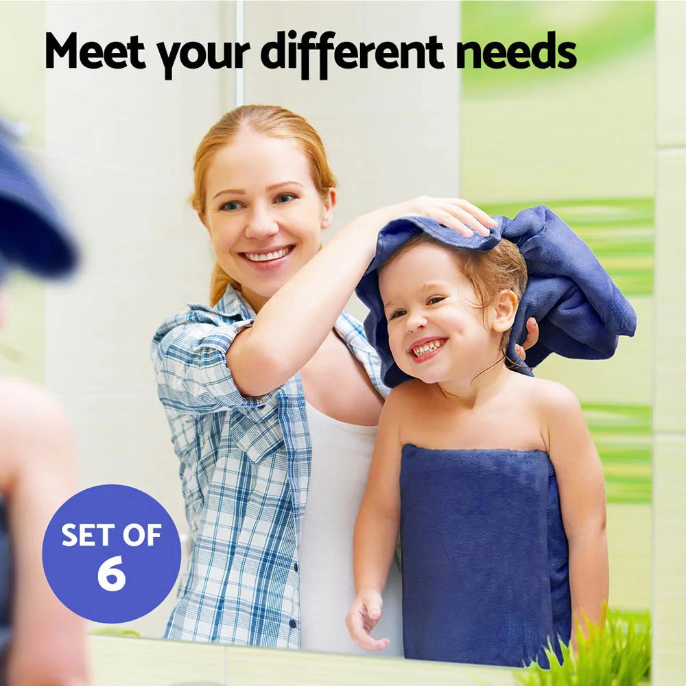 Bath Towels Set 6-Pack Cotton - Navy - Home & Garden