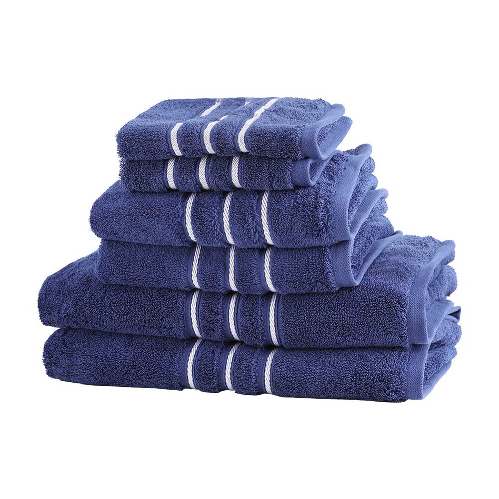 Bath Towels Set 6-Pack Cotton - Navy - Home & Garden