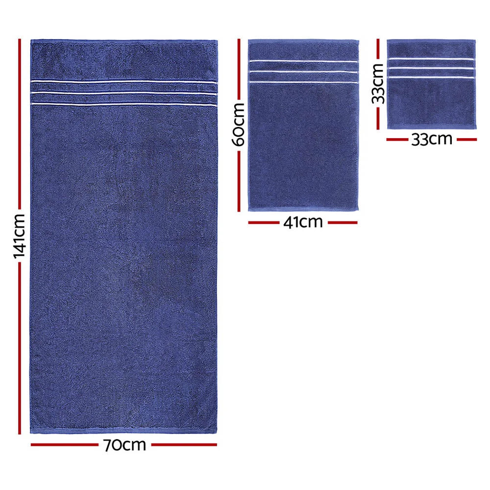 Bath Towels Set 6-Pack Cotton - Navy - Home & Garden