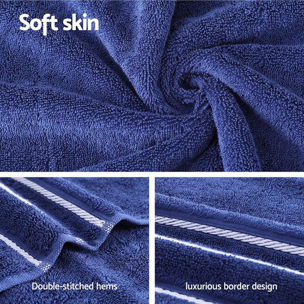 Bath Towels Set 6-Pack Cotton - Navy - Home & Garden