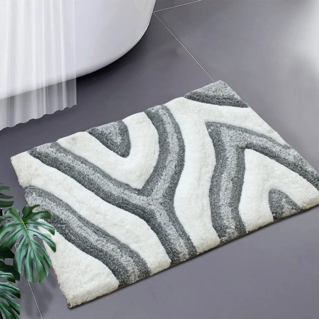 Bathmat Swirl 3D Design Tufted Soft Pile - 50x80 - Home &