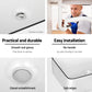 Bathroom basin vanity with size cues and product form