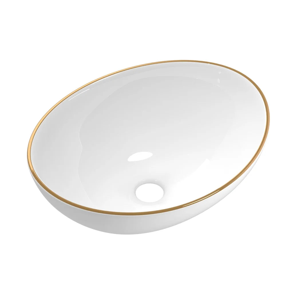 Gold ceramic 41x34cm bathroom basin vanity with caster wheels and side handle rail