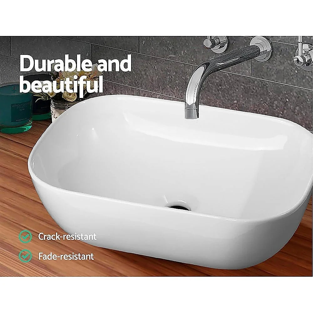 Bathroom Basin Vanity Sink Ceramic Oval Above Counter Top