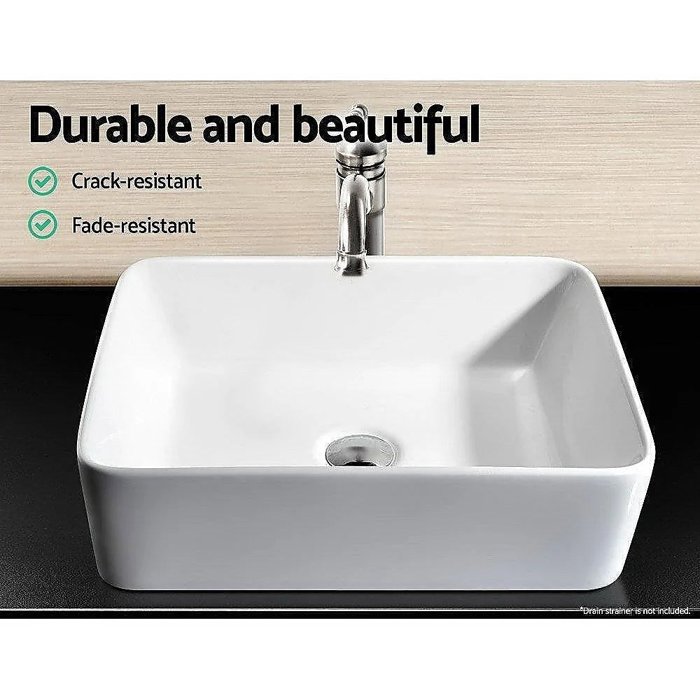 Bathroom Basin Vanity Sink Ceramic Square Above Counter Top