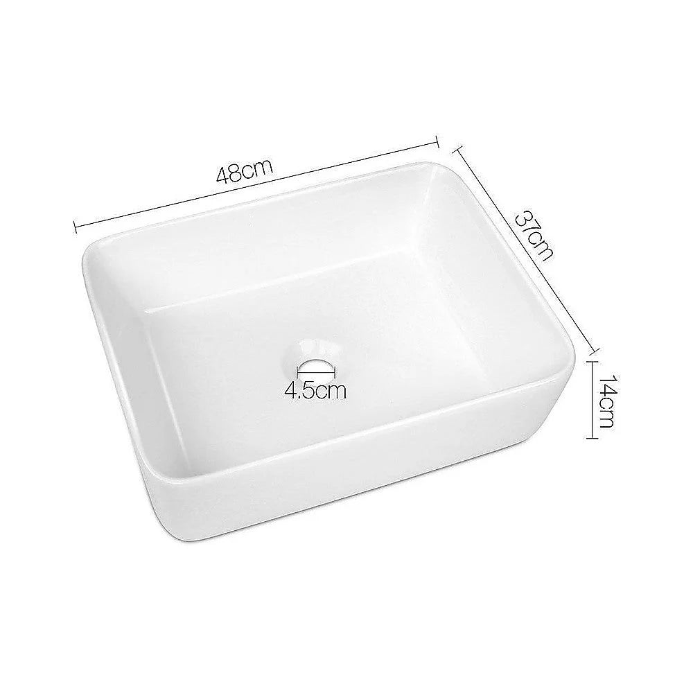 Bathroom Basin Vanity Sink Ceramic Square Above Counter Top