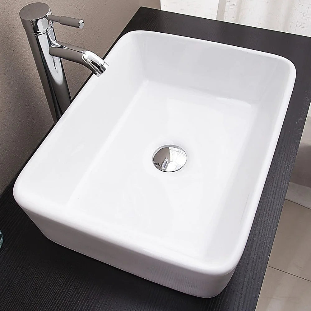 Bathroom Basin Vanity Sink Ceramic Square Above Counter Top