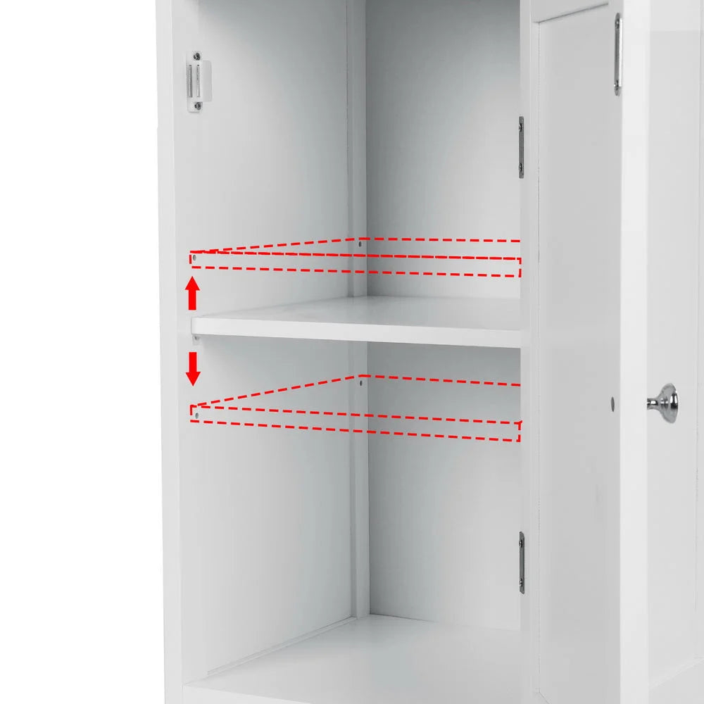 Bathroom Cabinet Storage 161CM - White Rattan Tallboy