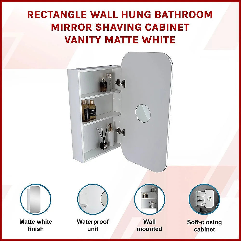 Bathroom Mirror Rectangle Wall Hung Shaving Cabinet Vanity