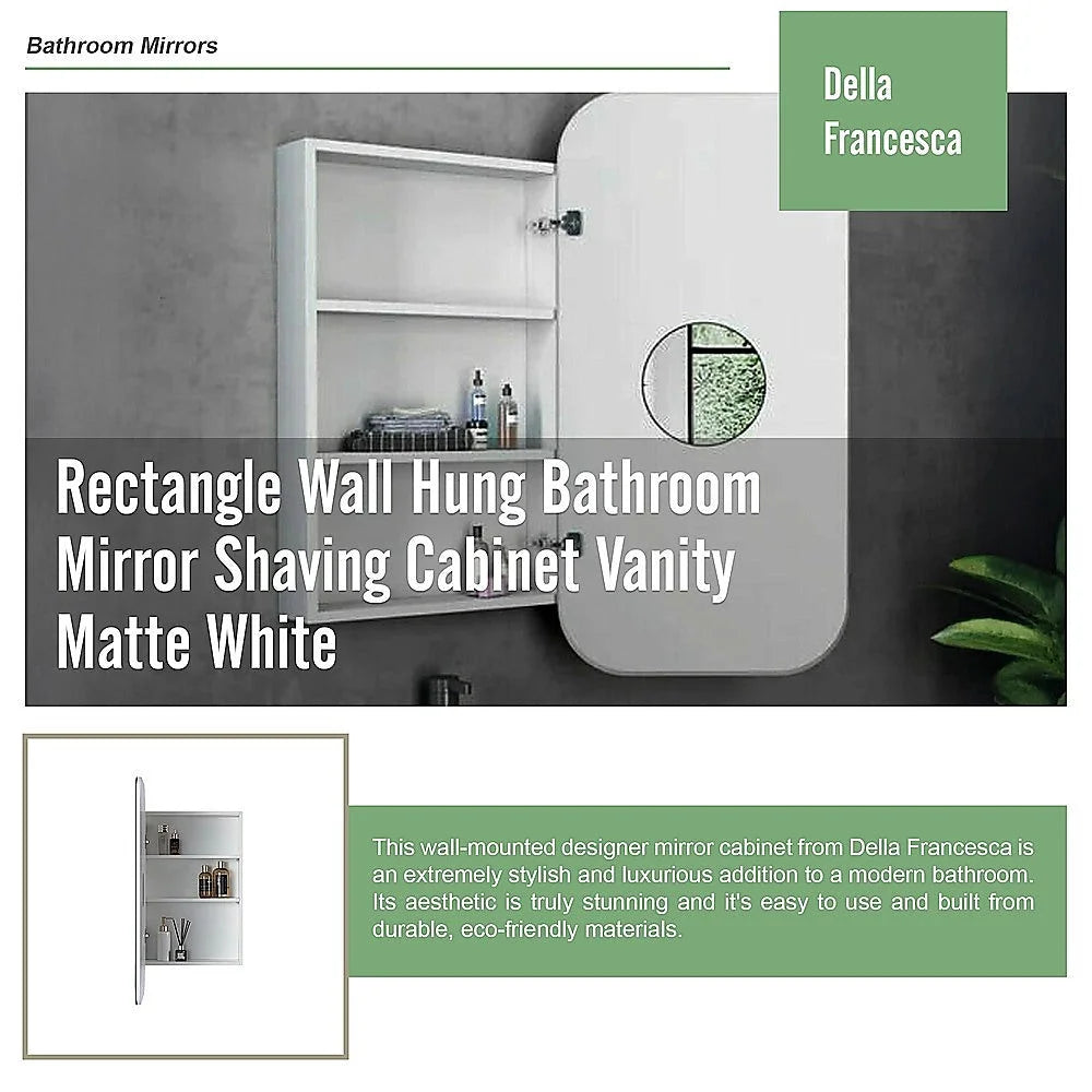 Bathroom Mirror Rectangle Wall Hung Shaving Cabinet Vanity