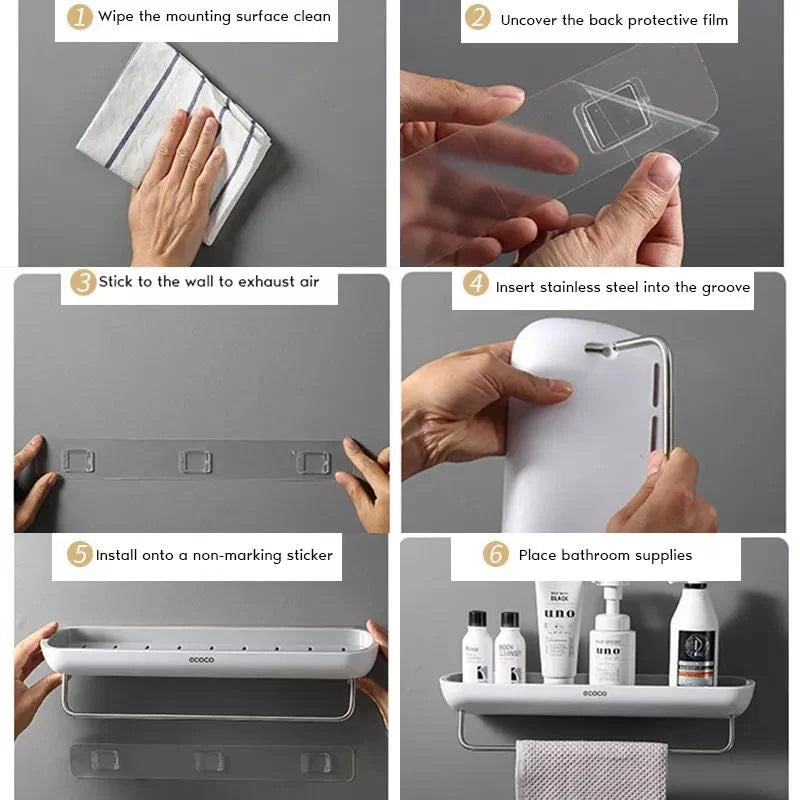 Bathroom Shelves Organizer Wall Mount Home Towel shelf