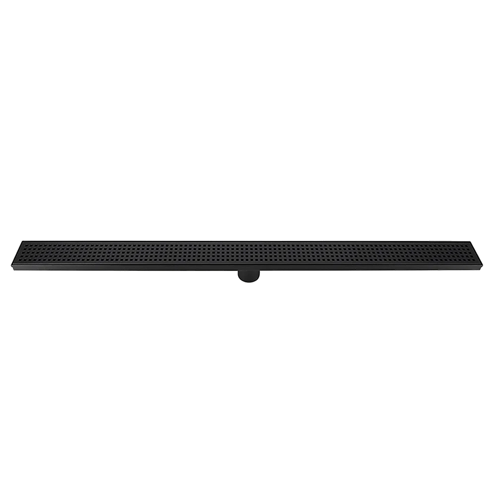Bathroom Shower Black Grate Drain 1000mm with Centre Outlet