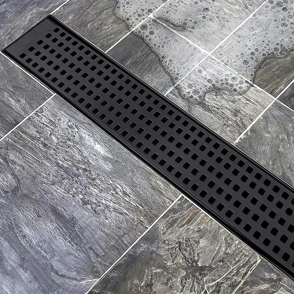Bathroom Shower Black Grate Drain 1000mm with Centre Outlet