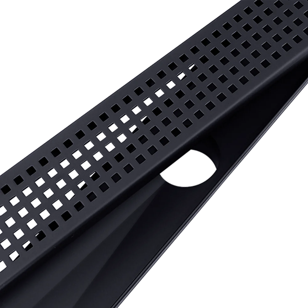 Bathroom Shower Black Grate Drain 1200mm with Centre Outlet