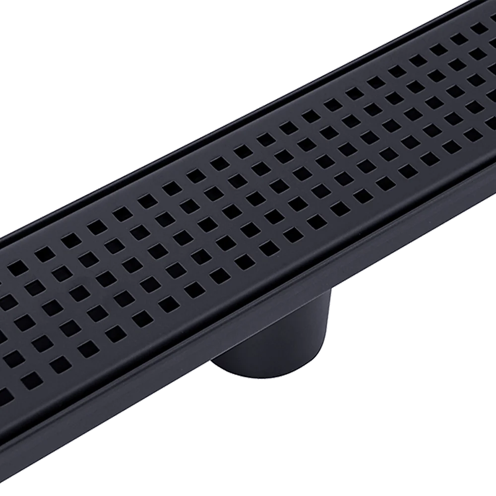 Bathroom Shower Black Grate Drain 1200mm with Centre Outlet