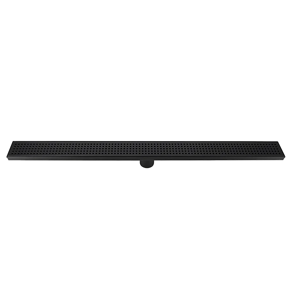 Bathroom Shower Black Grate Drain 900mm with Centre Outlet