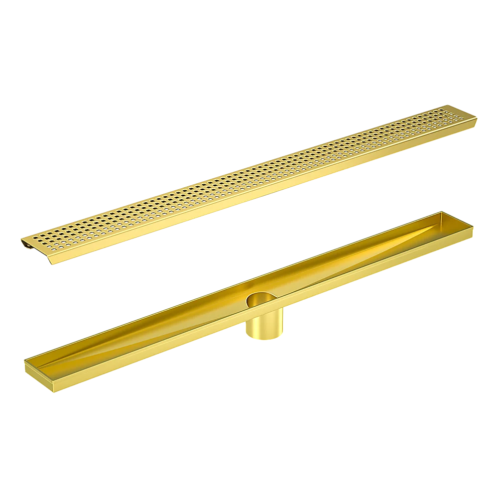 Bathroom Shower Brushed Brass Grate Drain 800mm with Centre