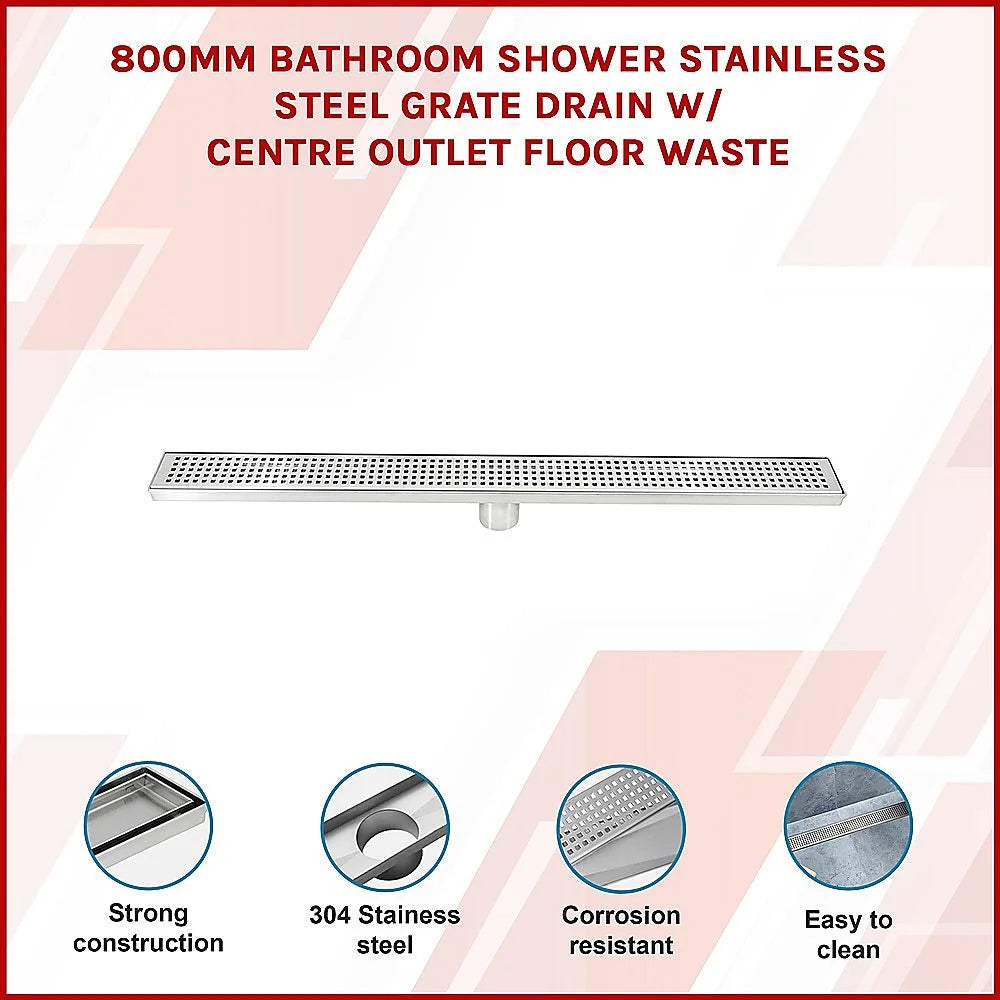 Bathroom Shower Grate Drain Stainless Steel 800mm