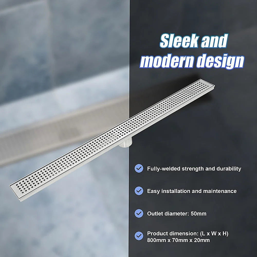 Bathroom Shower Grate Drain Stainless Steel 800mm