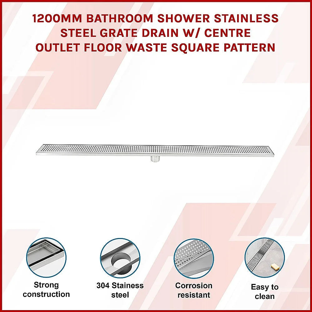 Bathroom Shower Stainless Steel Grate Drain 1200mm