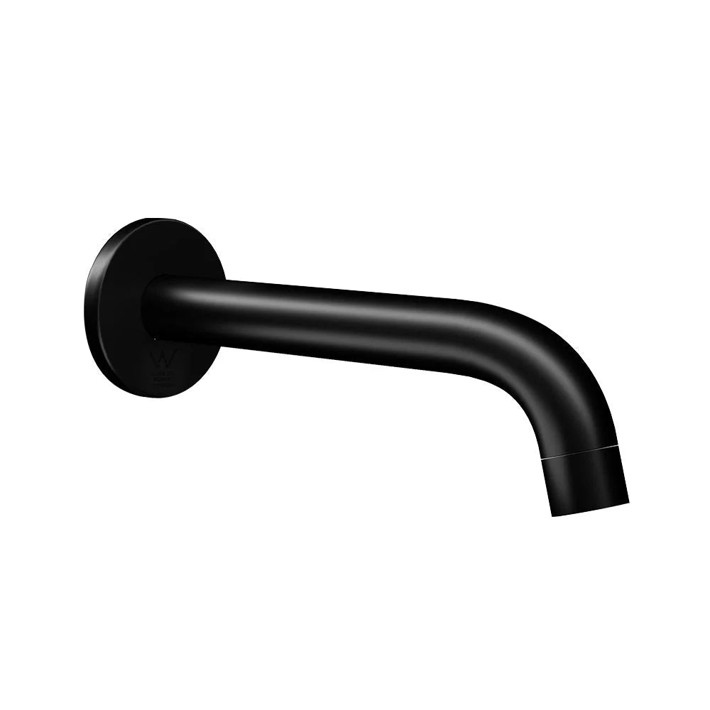 Black bathroom spout tap with mixer handle and mounting hardware