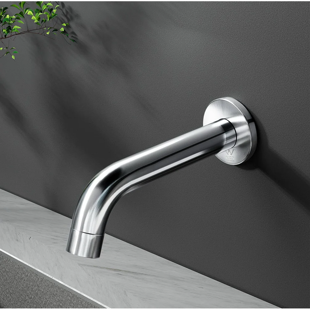 Bathroom spout tap with polished finish and connector fittings