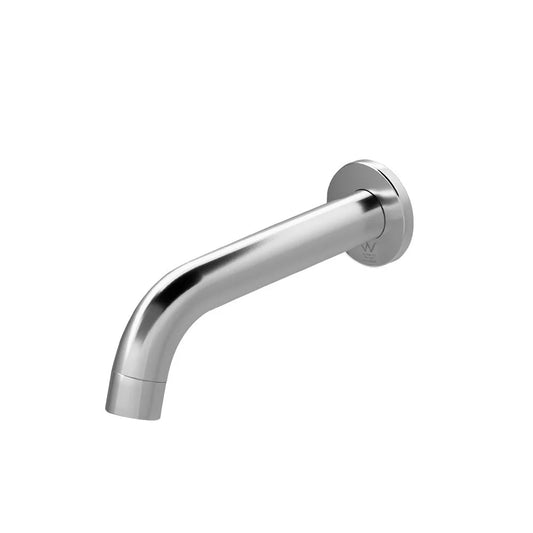 Chrome bathroom spout tap with mixer handle and mounting hardware