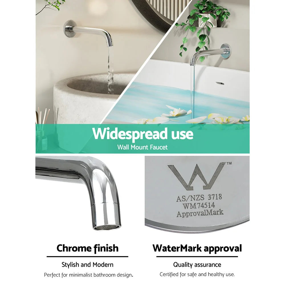 Chrome bathroom spout tap with polished finish and connector fittings