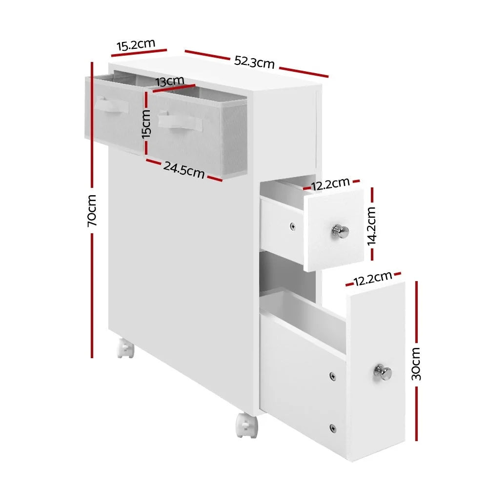Storage cabinet with bathroom toilet caddy holder drawer