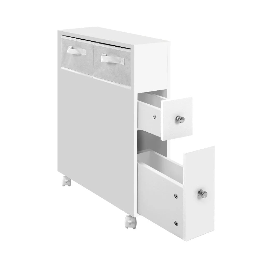 Storage cabinet with bathroom toilet caddy holder